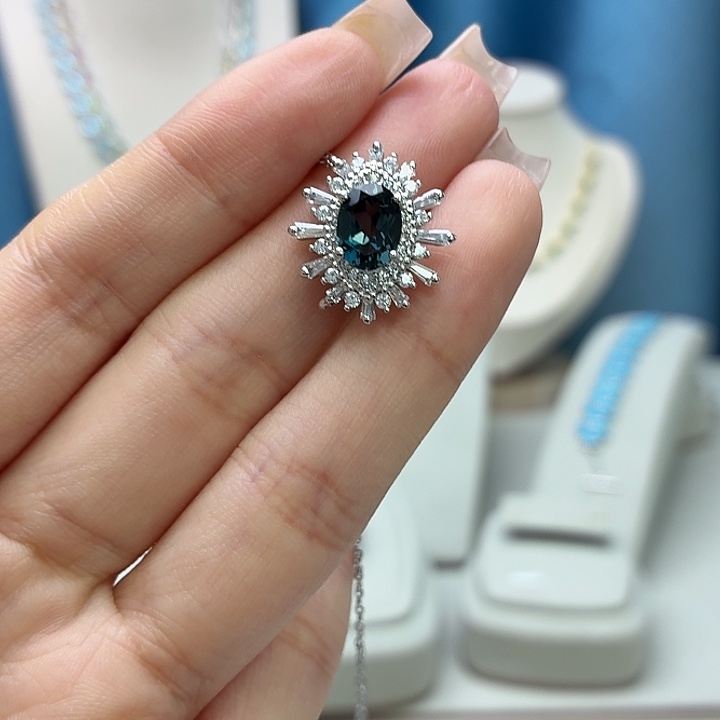 托帕石银S925镶嵌项链