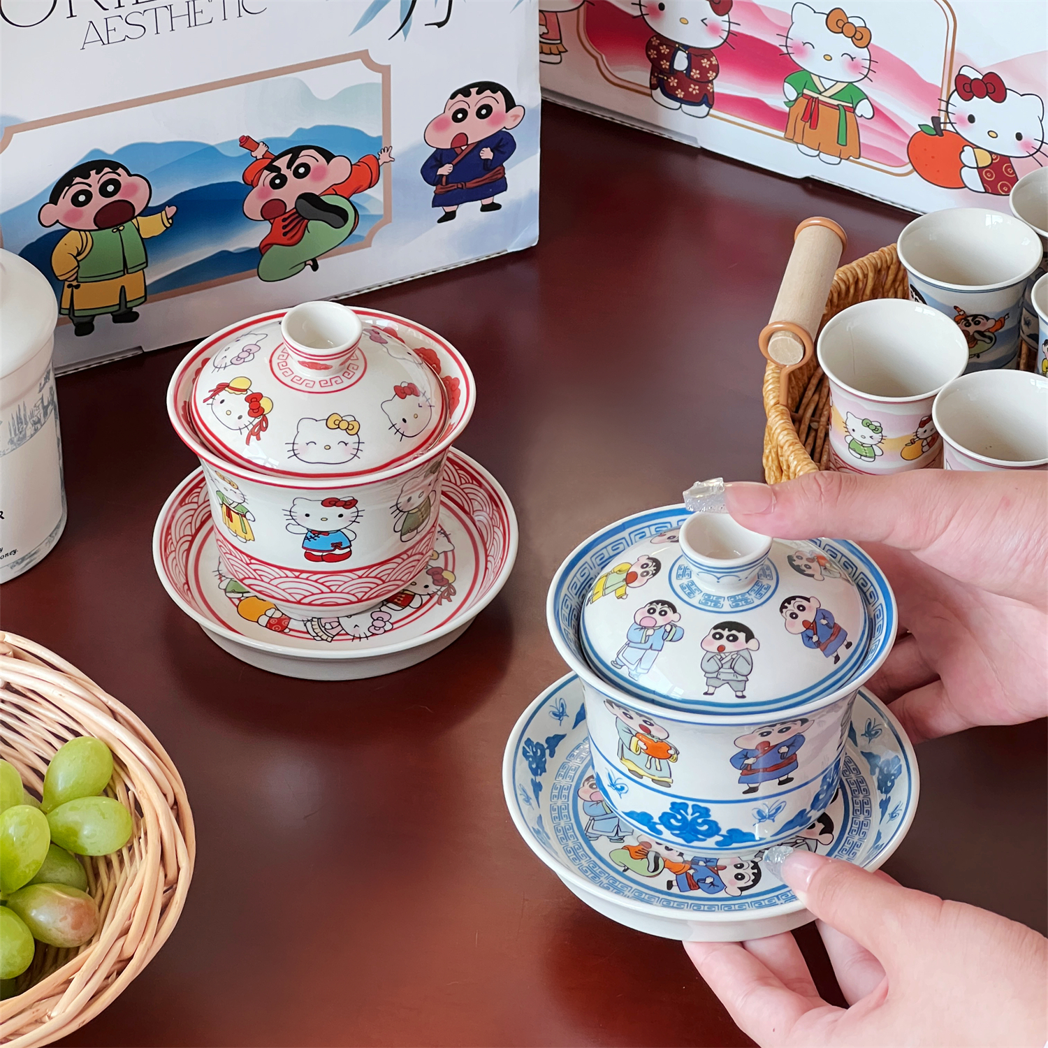 new 陶瓷三才盖碗高档泡茶杯茶具套装，瑕疵不退换，能接受再拍！