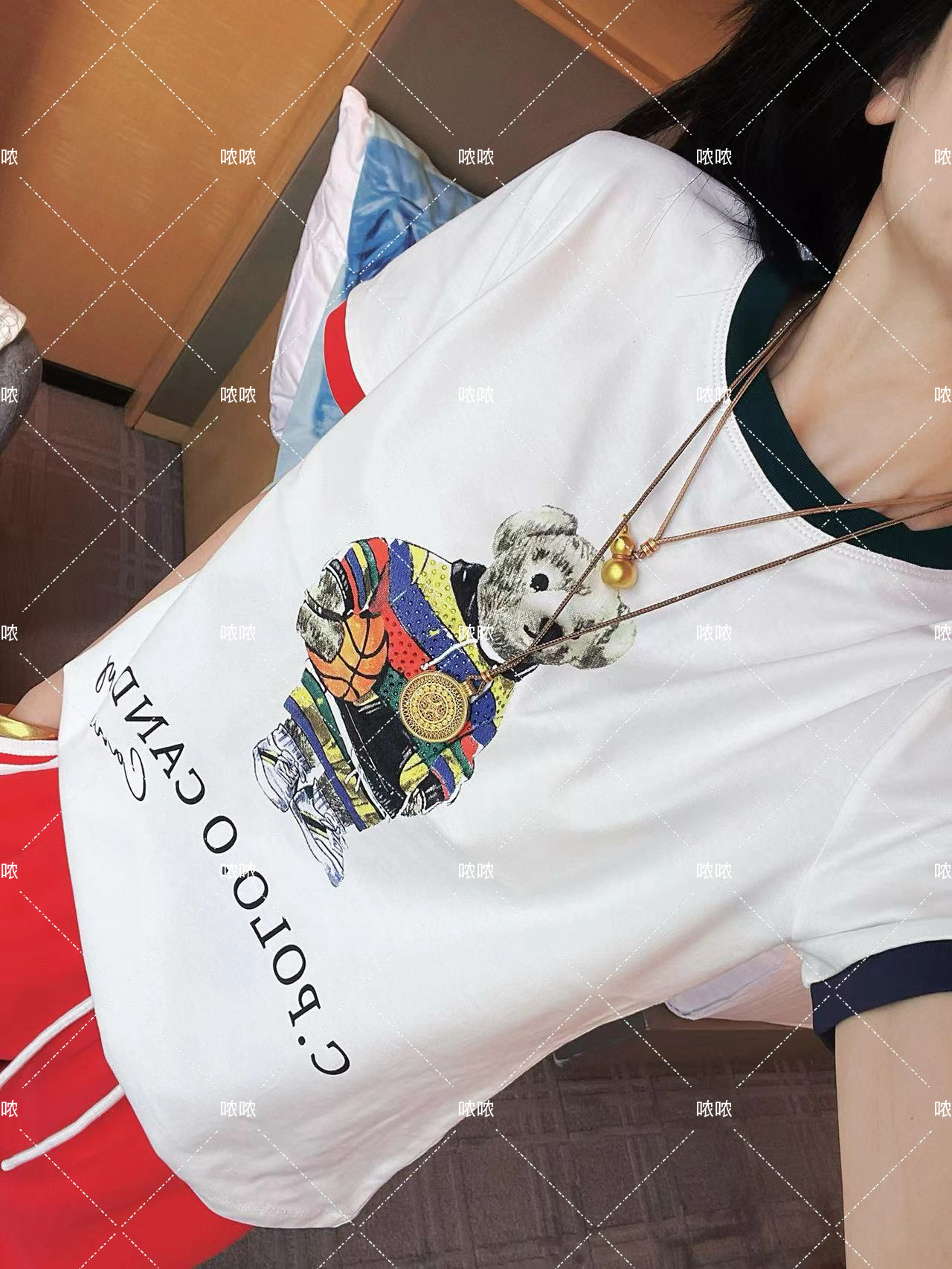 哝NONG【篮球小熊】-2025春夏新款小熊百搭T恤圆领短袖上衣0992570