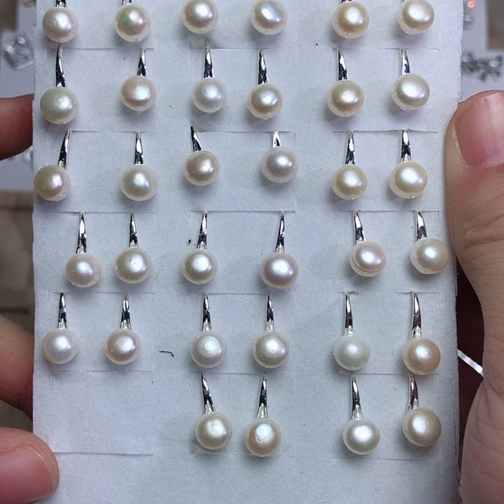 淡水珍珠耳饰银S925镶嵌