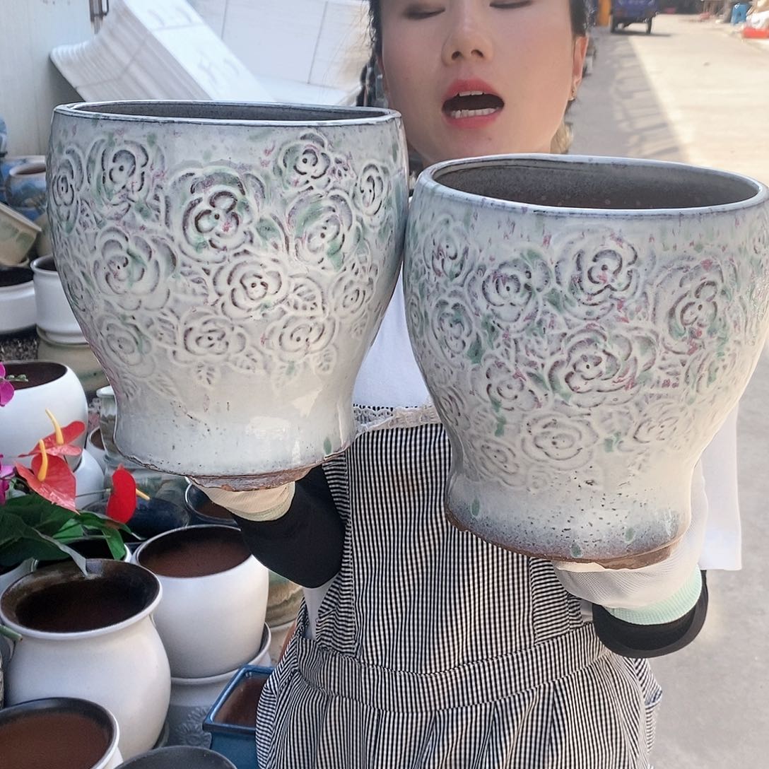 紫砂花盆正品口18高21