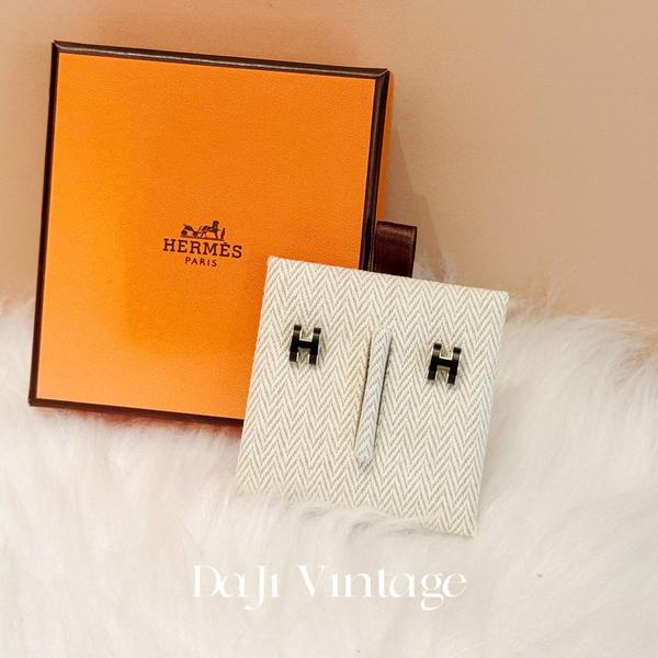 99新 Hermes/爱马仕 大吉中古/Hermes爱马仕黑银pop h耳钉