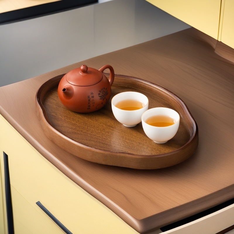 家用托盘竹木精致干泡台收纳盘天然酒店餐胡桃木质用茶具提手高档