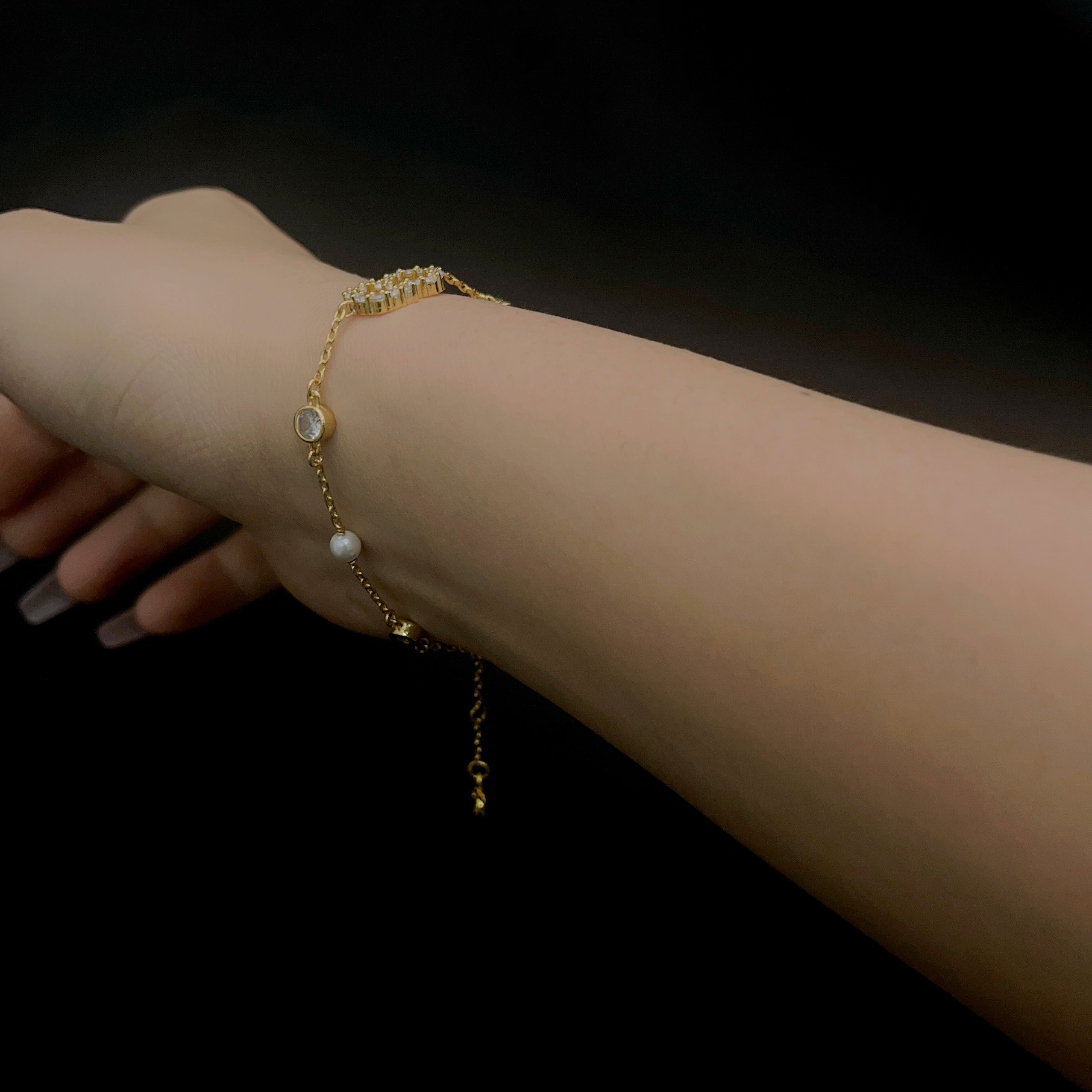 铜合金合成锆石手链  CC3857 高定系列 手链16+1+1cm