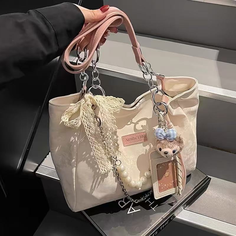 新款托特小众双肩背包时尚大容量手提包女生女款高质量水桶包百搭