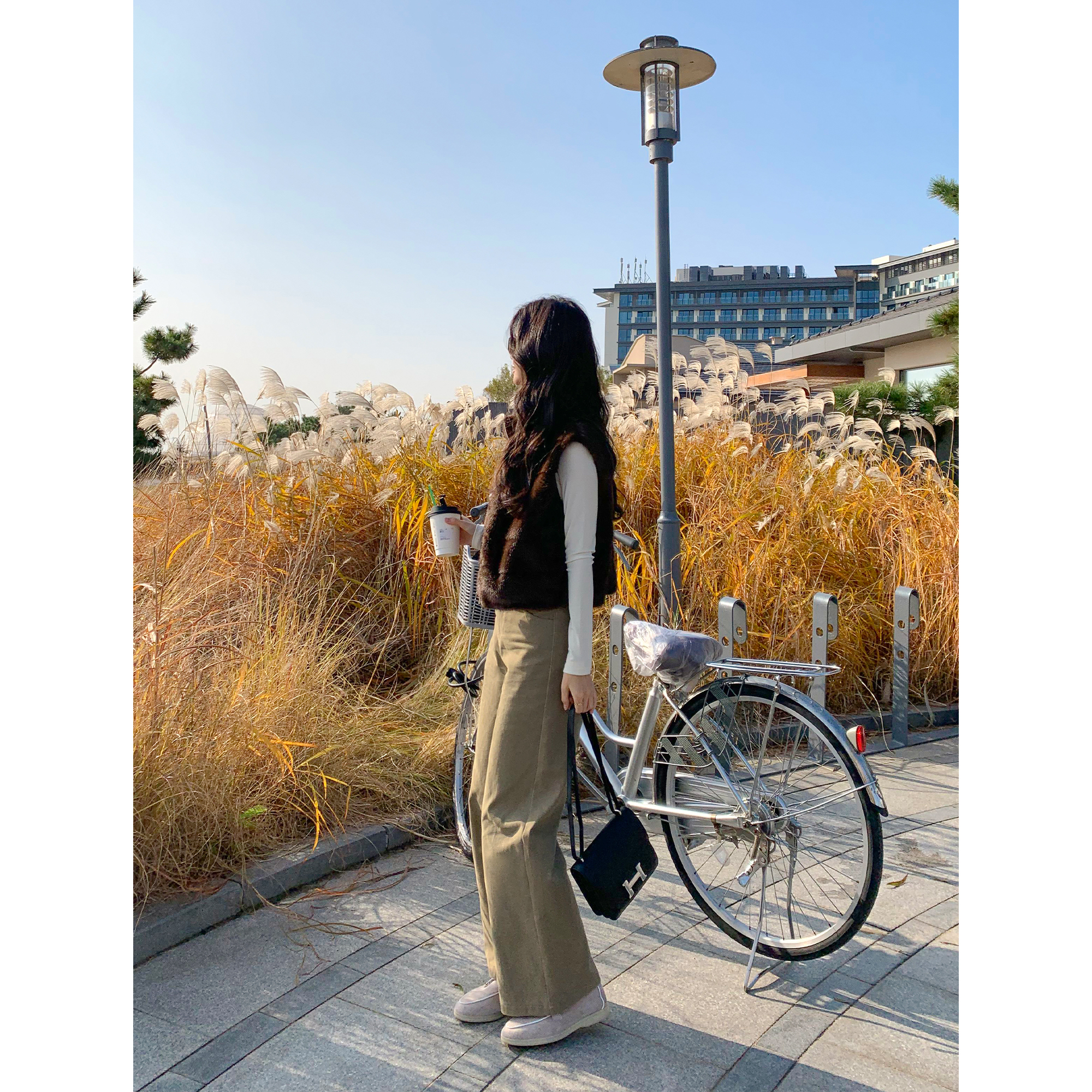 pusumede 出镜裤王 复古松弛感宽松阔腿裤女通勤全棉直筒长裤子