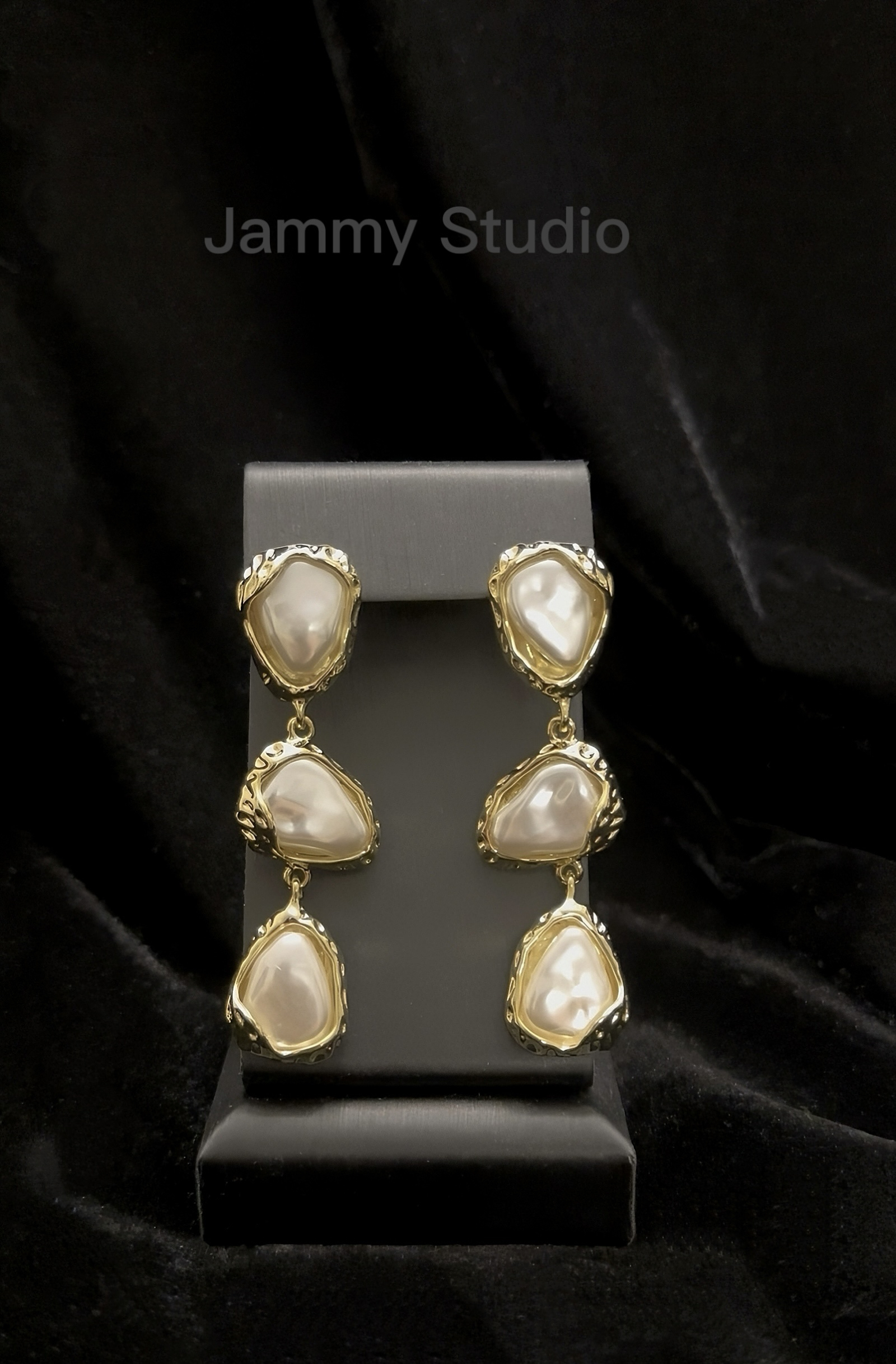 铜合金仿珍珠耳饰 『金色童话』法式重工宫廷风巴洛克优雅水滴银针