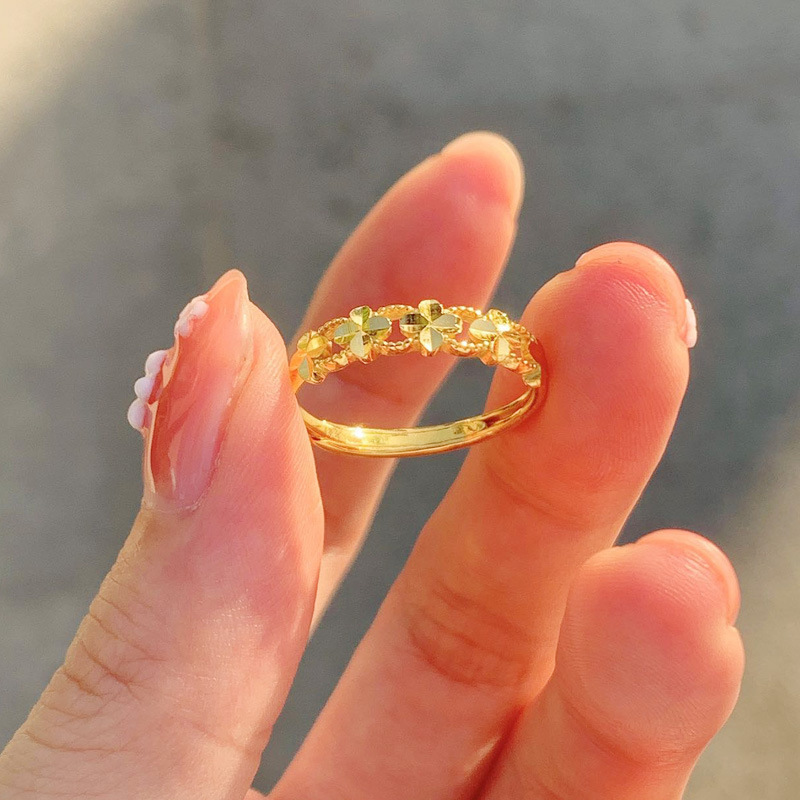 主播专属-合金饰品幸运四叶草戒指轻奢高级感开口可调节指环送女