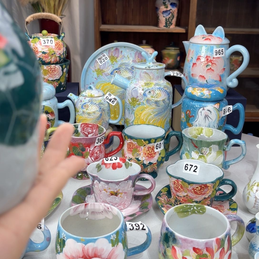 景德镇手绘高温釉下彩陶瓷茶具