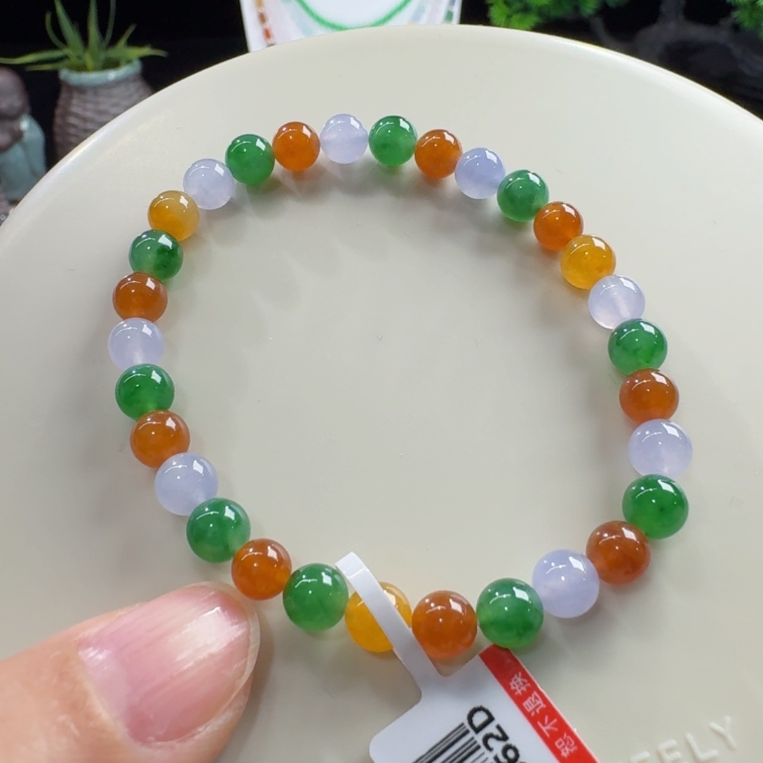 翡翠未镶嵌手链冰胶浓彩多宝单圈5.8mm