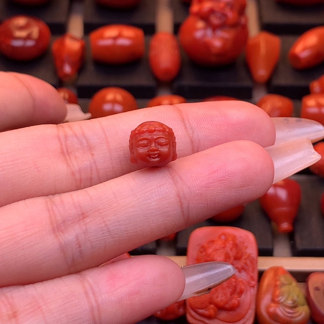 南红玛瑙未镶嵌川料原矿宝宝佛头9.5mm