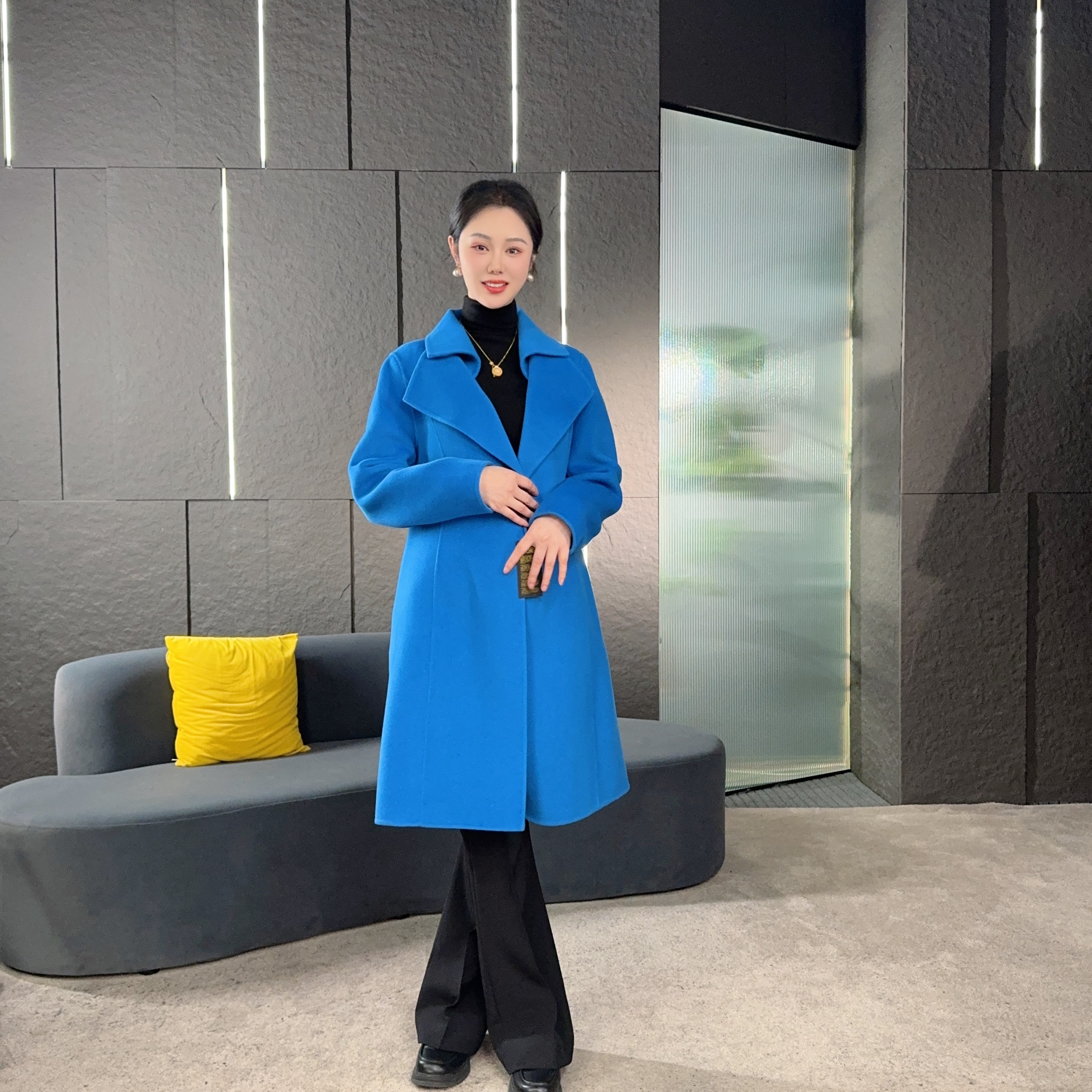 Falaibang/法莱邦GP029蓝色羊毛大衣