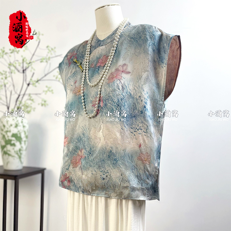 [蓝莲花-上衣]小酒窝新国风 新中式气质时尚上衣打底衫-60