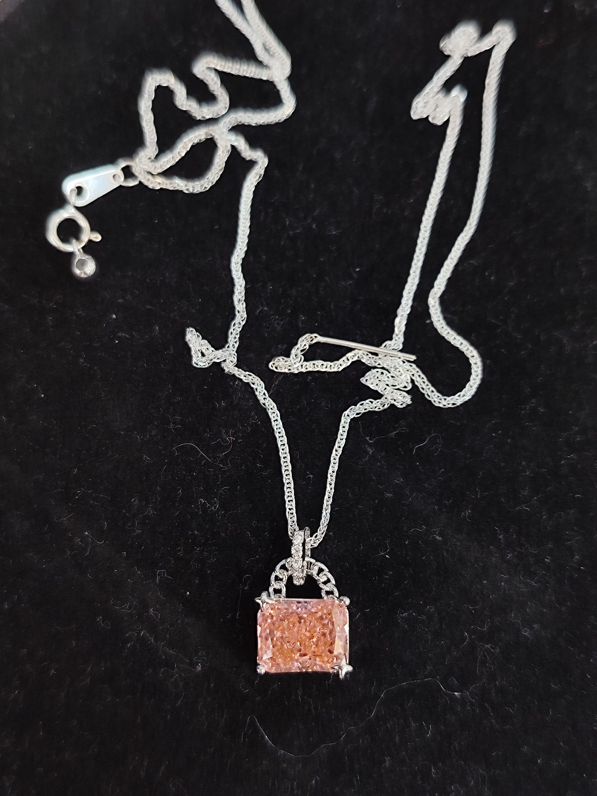 培育蓝宝石帕帕拉恰方糖吊坠（多样性一件发货）