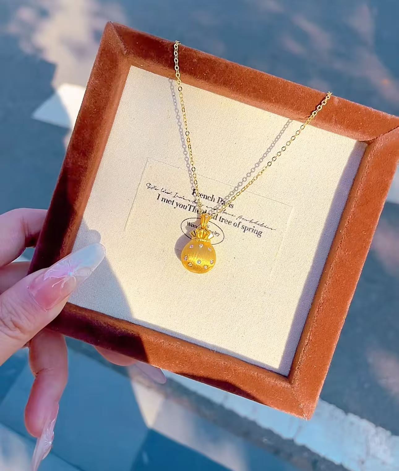 【钰辰珠宝】足金999 镶嵌拉丝钱袋子福袋吊坠（不含链）招财进宝