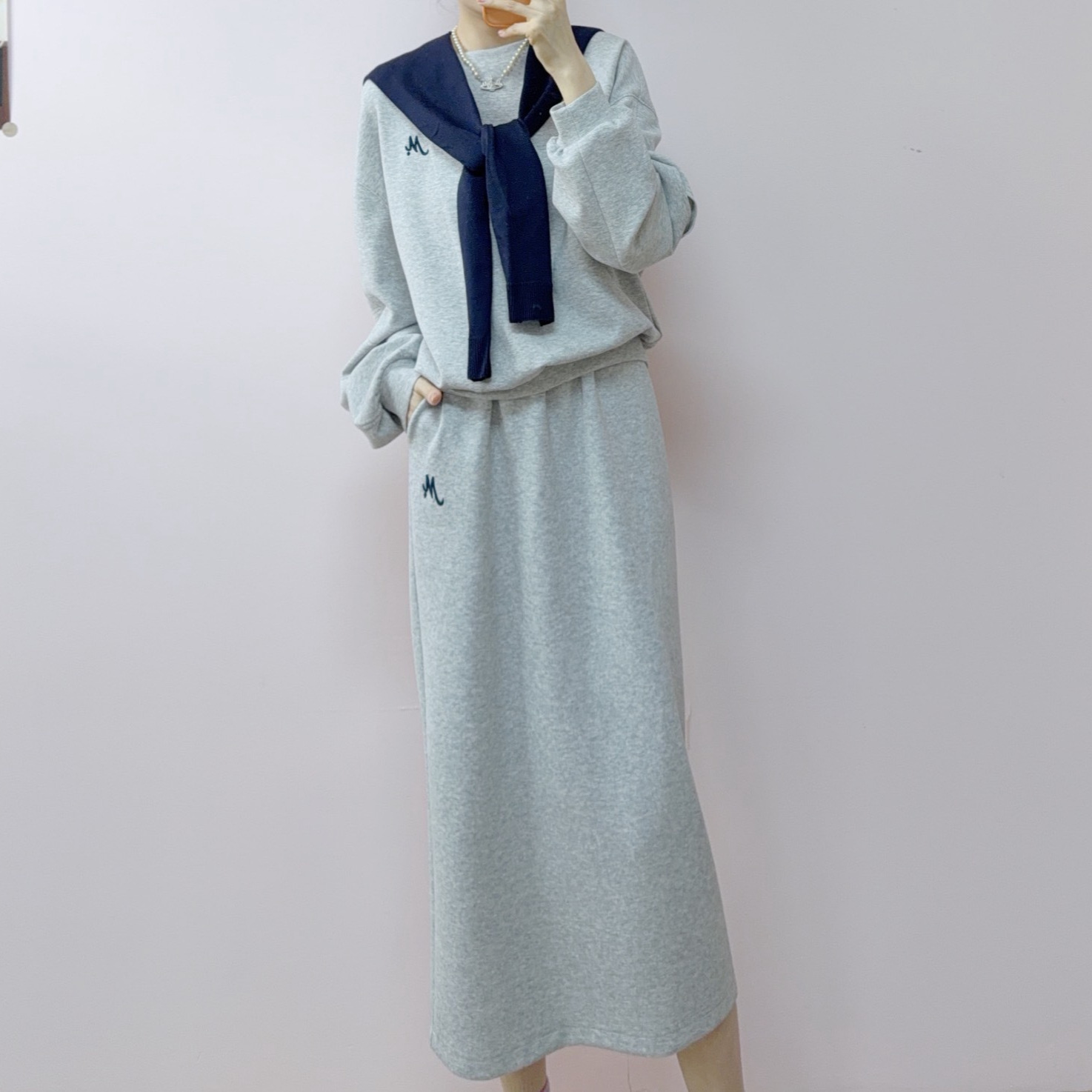 552时尚气质可盐可甜披肩卫衣+半身裙两件套套裙1552/GP