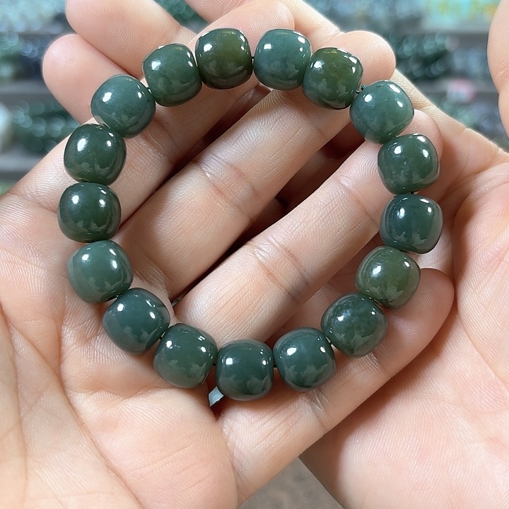 和田玉手链未镶嵌新疆且末蓝老型卡12