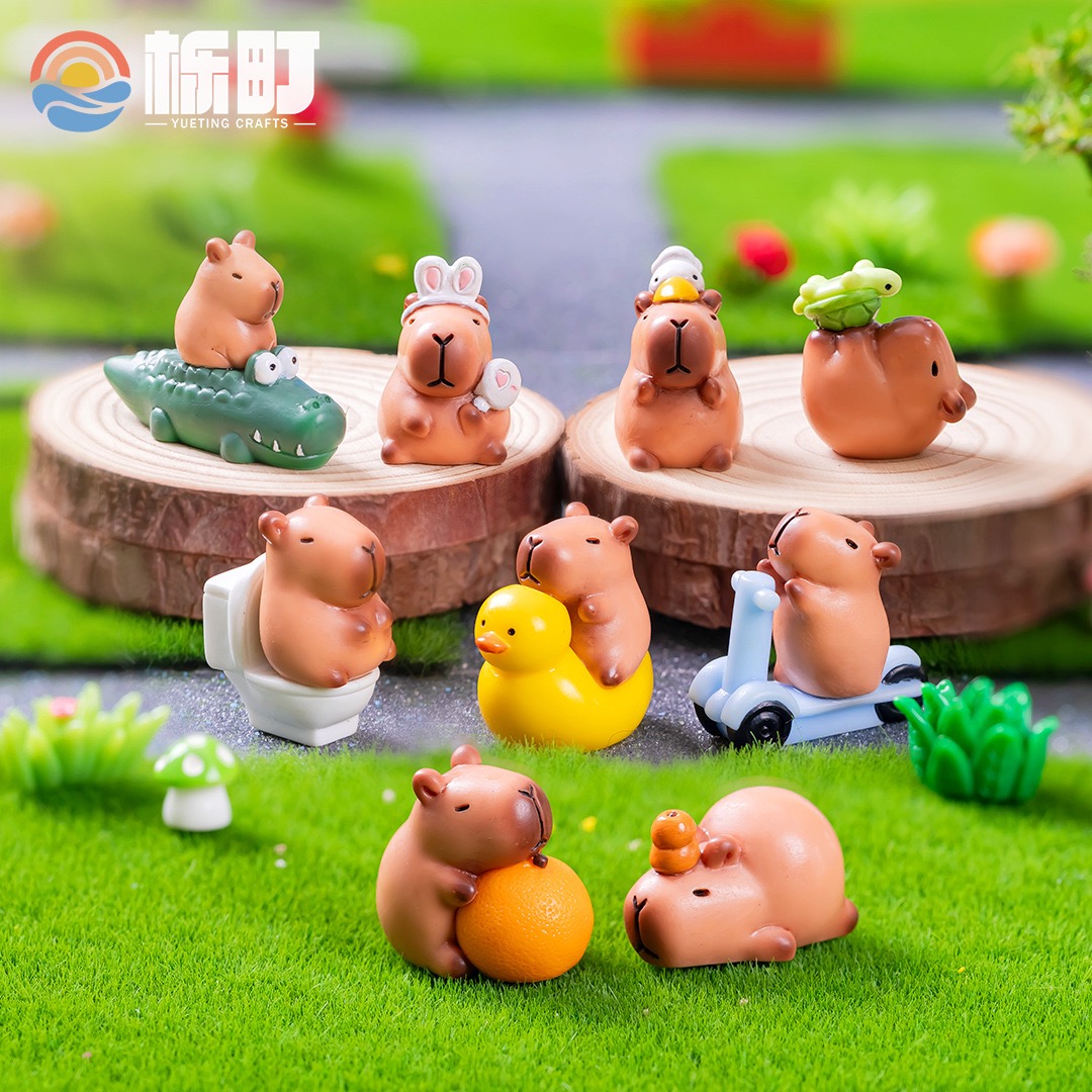 【双许愿+九宫格】卡皮巴拉水豚微景观装饰品小摆件