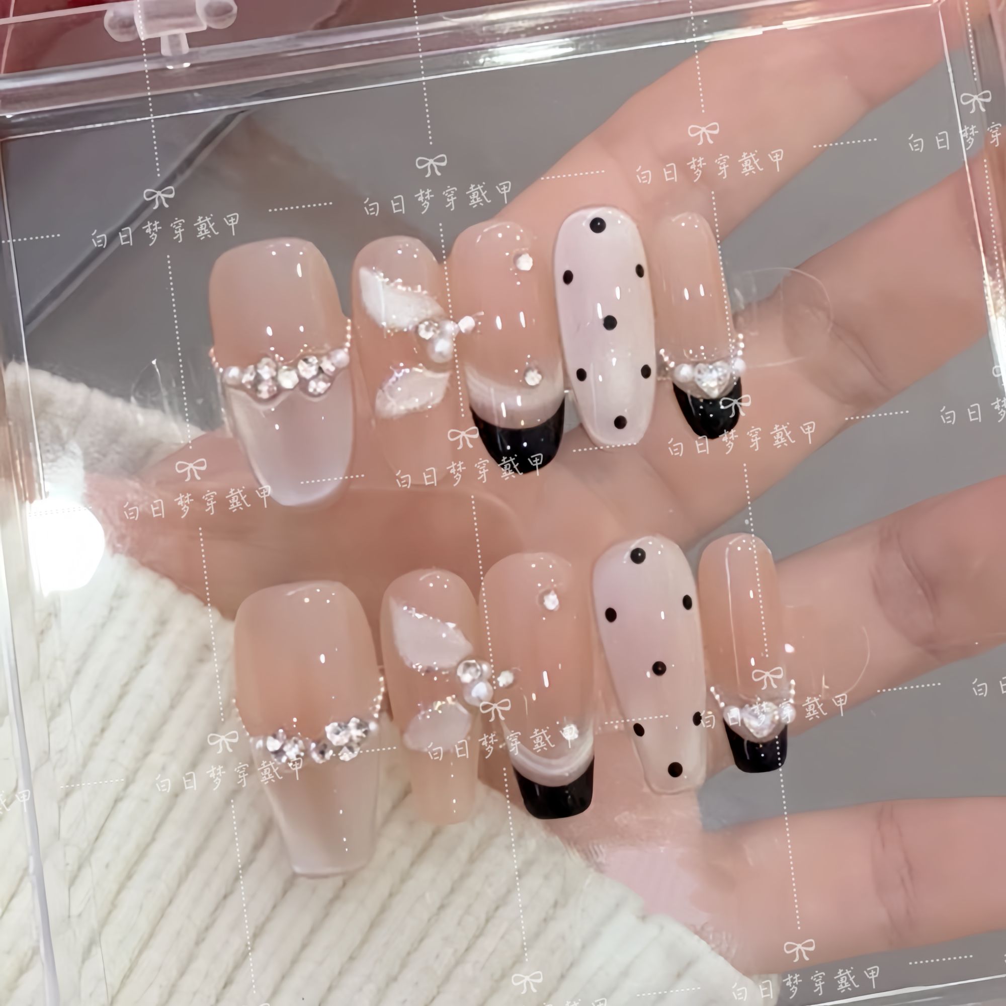 【Miu系千金】纯手工穿戴甲气质款光疗美甲可拆卸贴片10片装