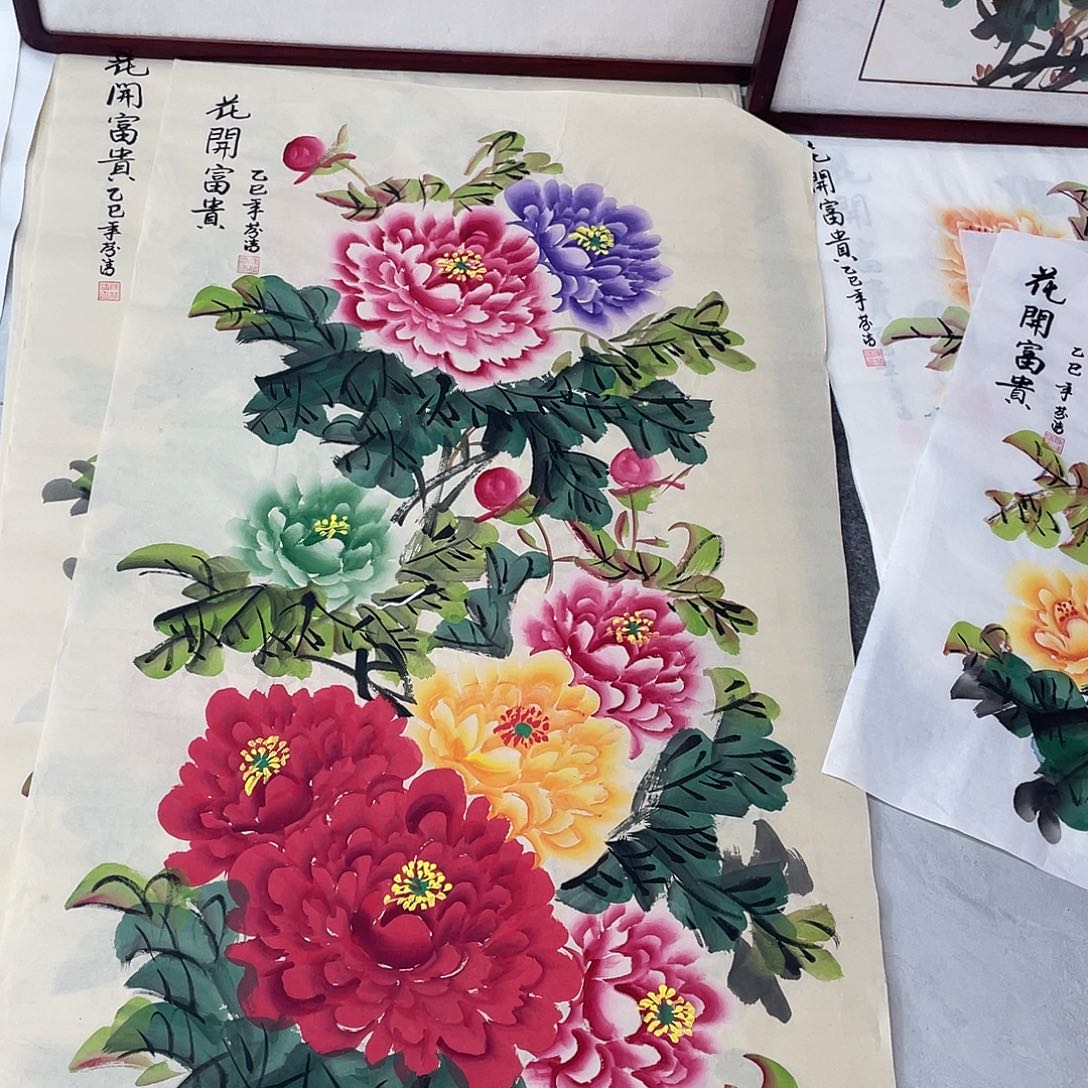 国画国画作品原稿四尺竖仿古五彩
