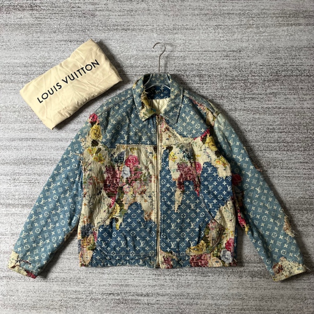 99新 LouisVuitton/路易威登 花卉贴布满印牛仔棉服/54码/9600