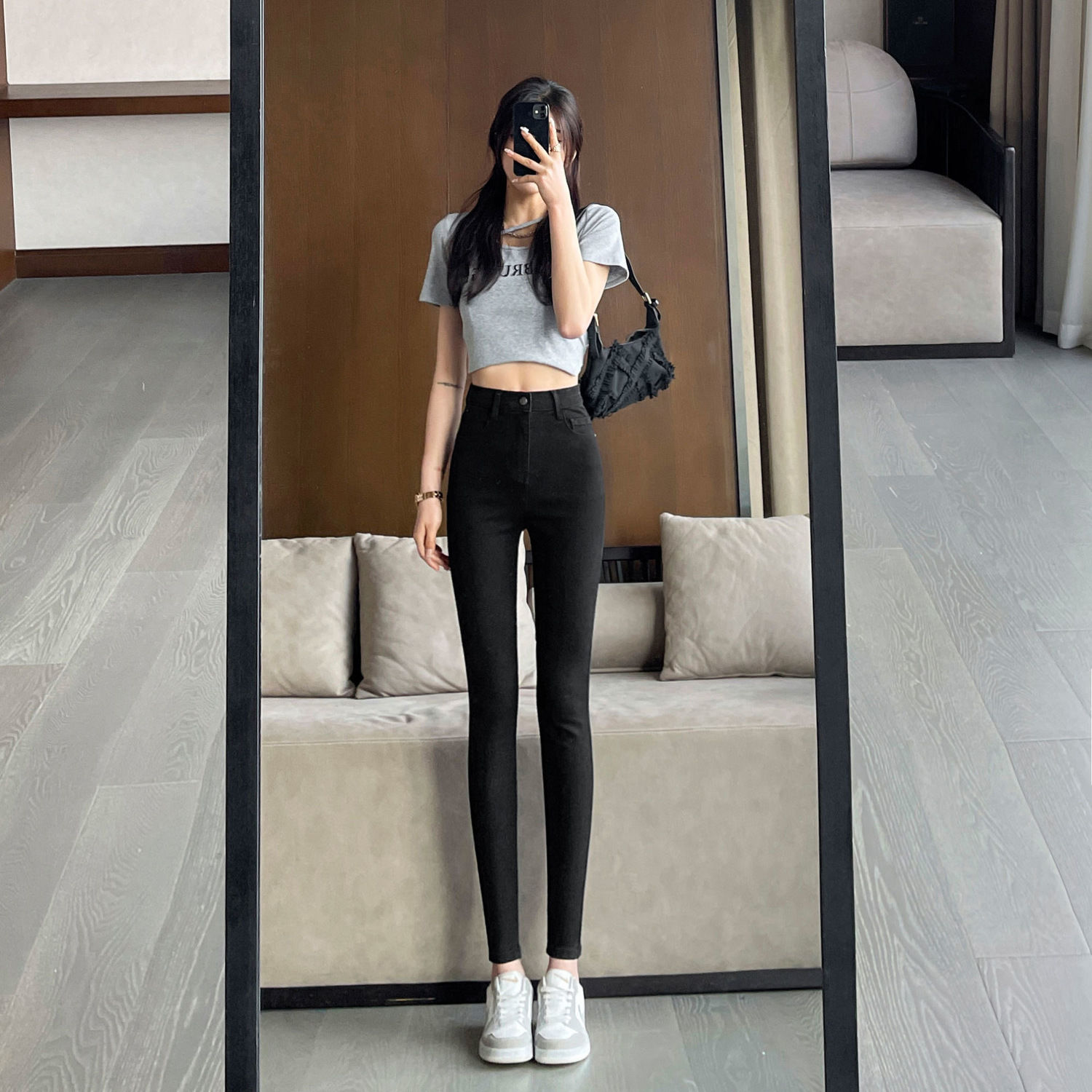 九分弹力牛仔小脚裤铅笔裤百搭