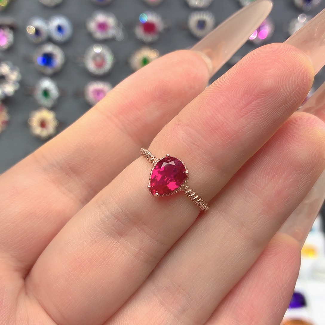 925银培育卢比莱色宝石