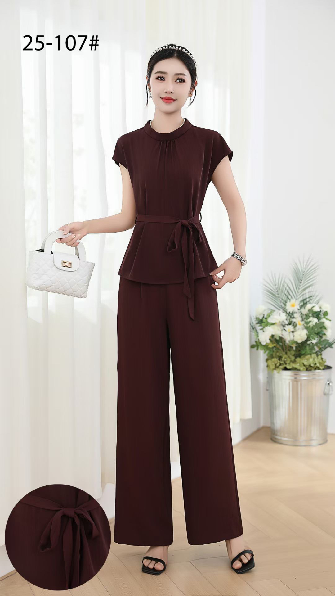 通勤休闲风静奢中国风阔腿裤时尚套装（高个子）