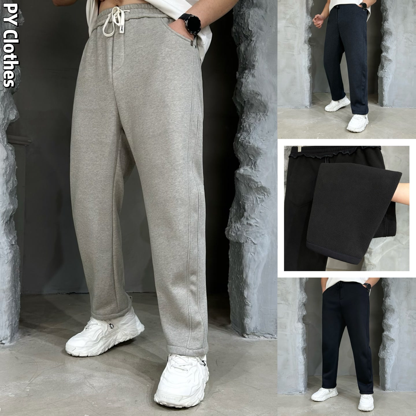 【加绒款】胖语大码男装 2025年冬季百搭休闲棉质加绒直筒裤9318#N 