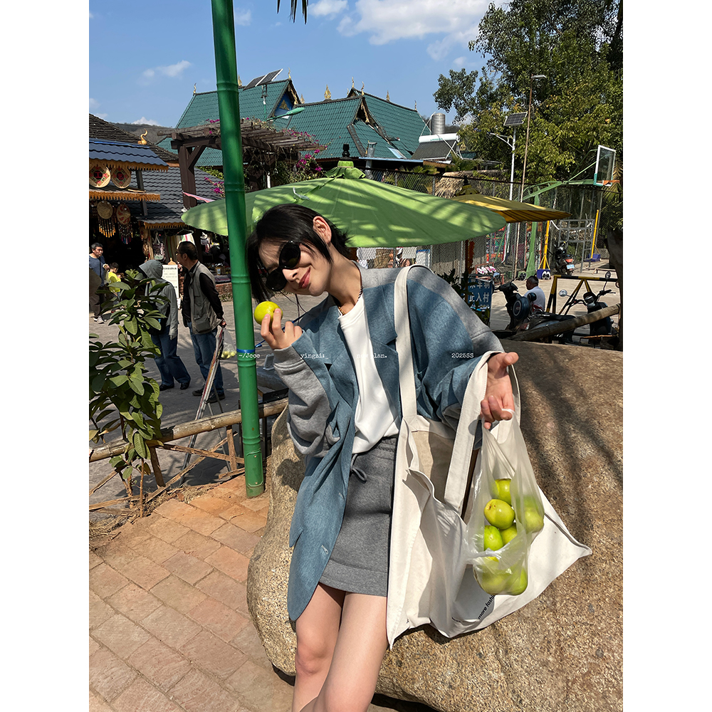 JCCC影子【另一种我】牛仔拼接卫衣廓形设计感西装外套JE4FSE25