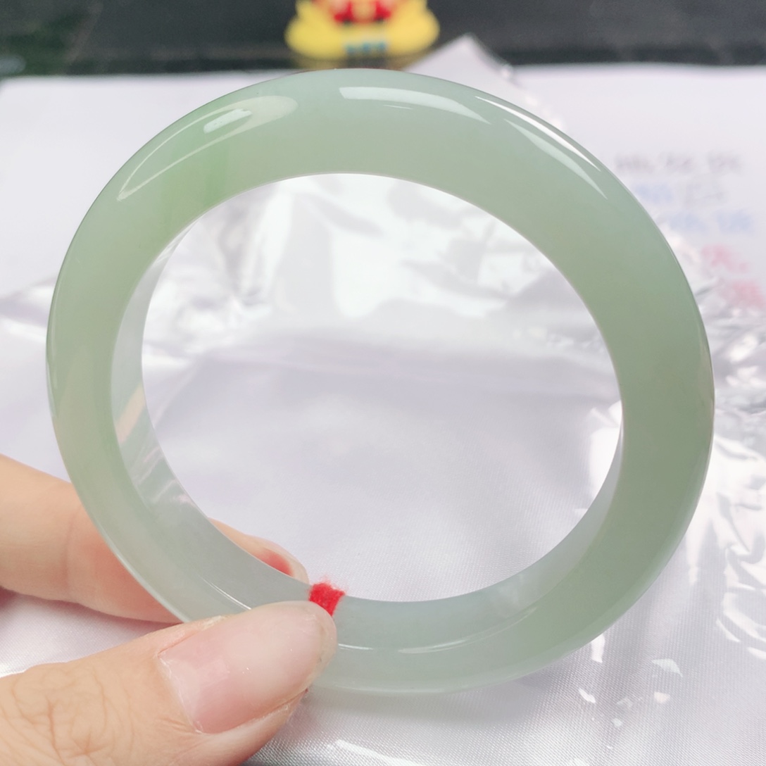 翡翠未镶嵌手镯翡翠54.5冰晴绿窄版泥鳅背