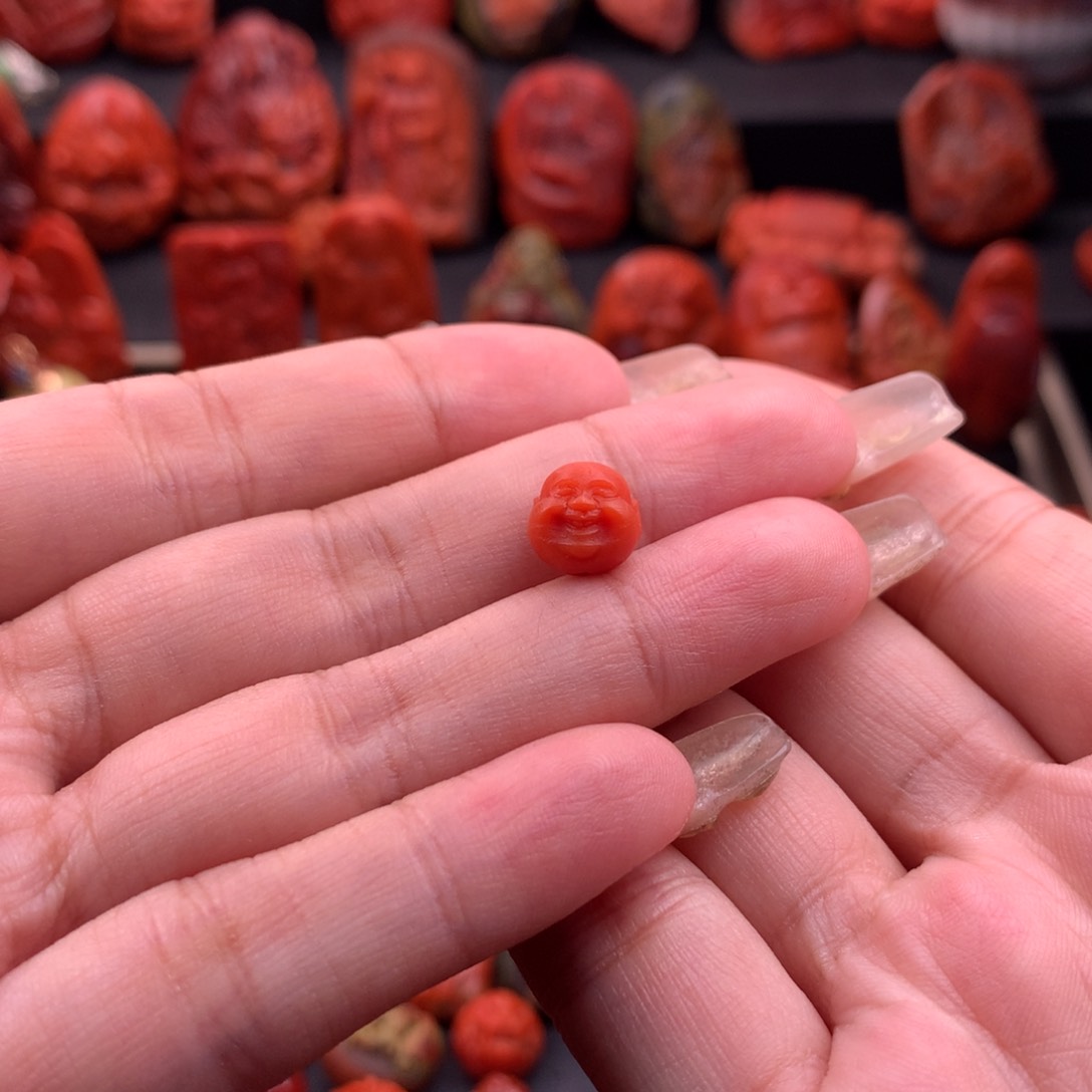 南红玛瑙南红保山弥勒佛头9mm➕未镶嵌
