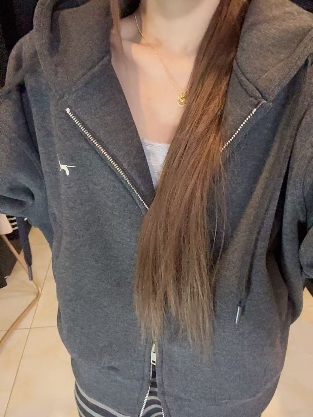 不肥NotFat【经典韩版】高克重！加绒加厚中短款韩版双拉链卫衣外套