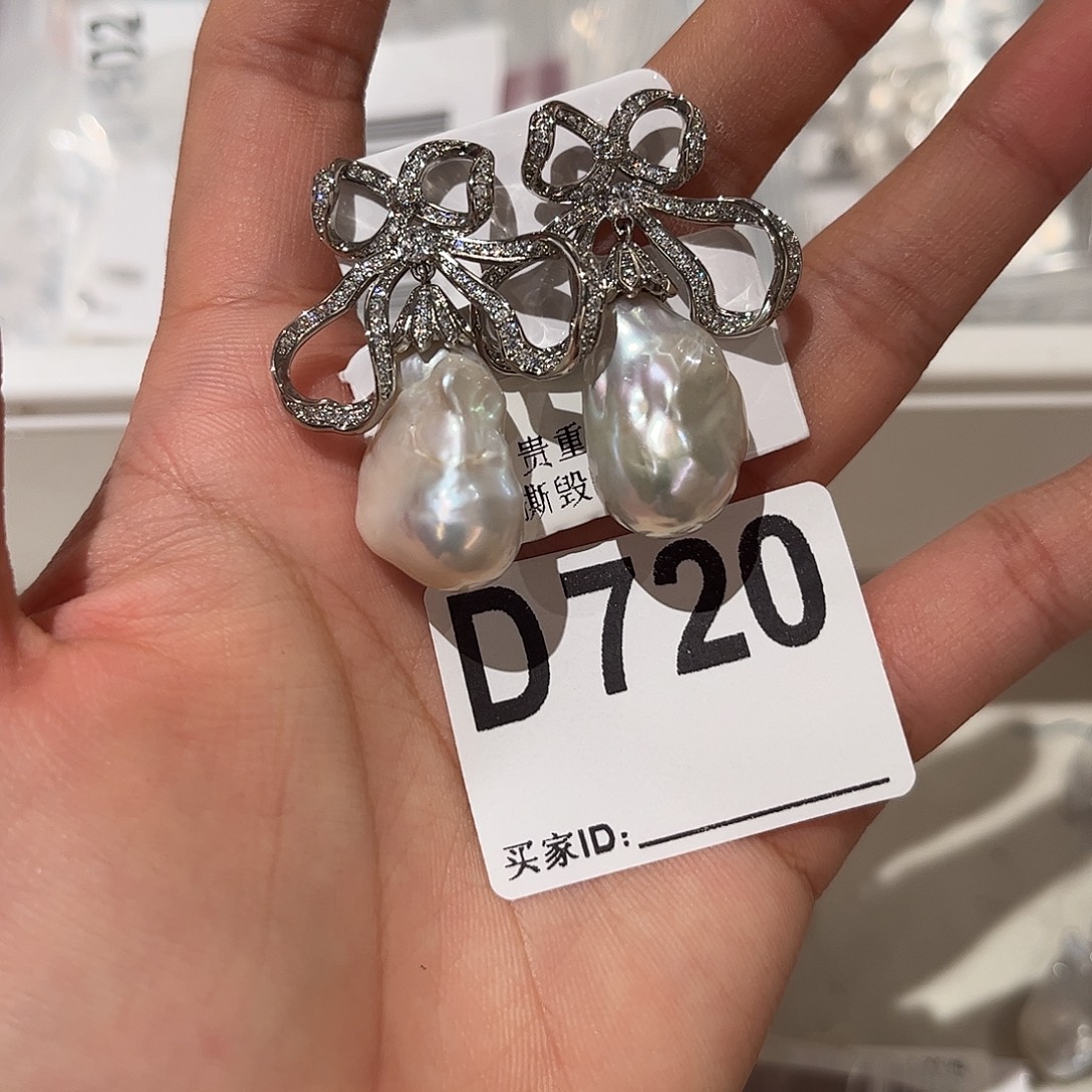 合金淡水珍珠耳饰