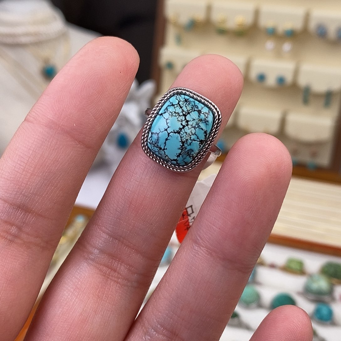 绿松石戒指银S925镶嵌