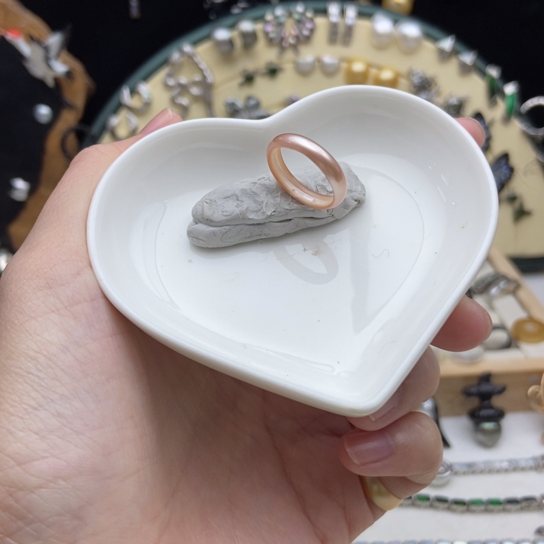 淡水珍珠未镶嵌画框蔷薇粉珍珠指环7号