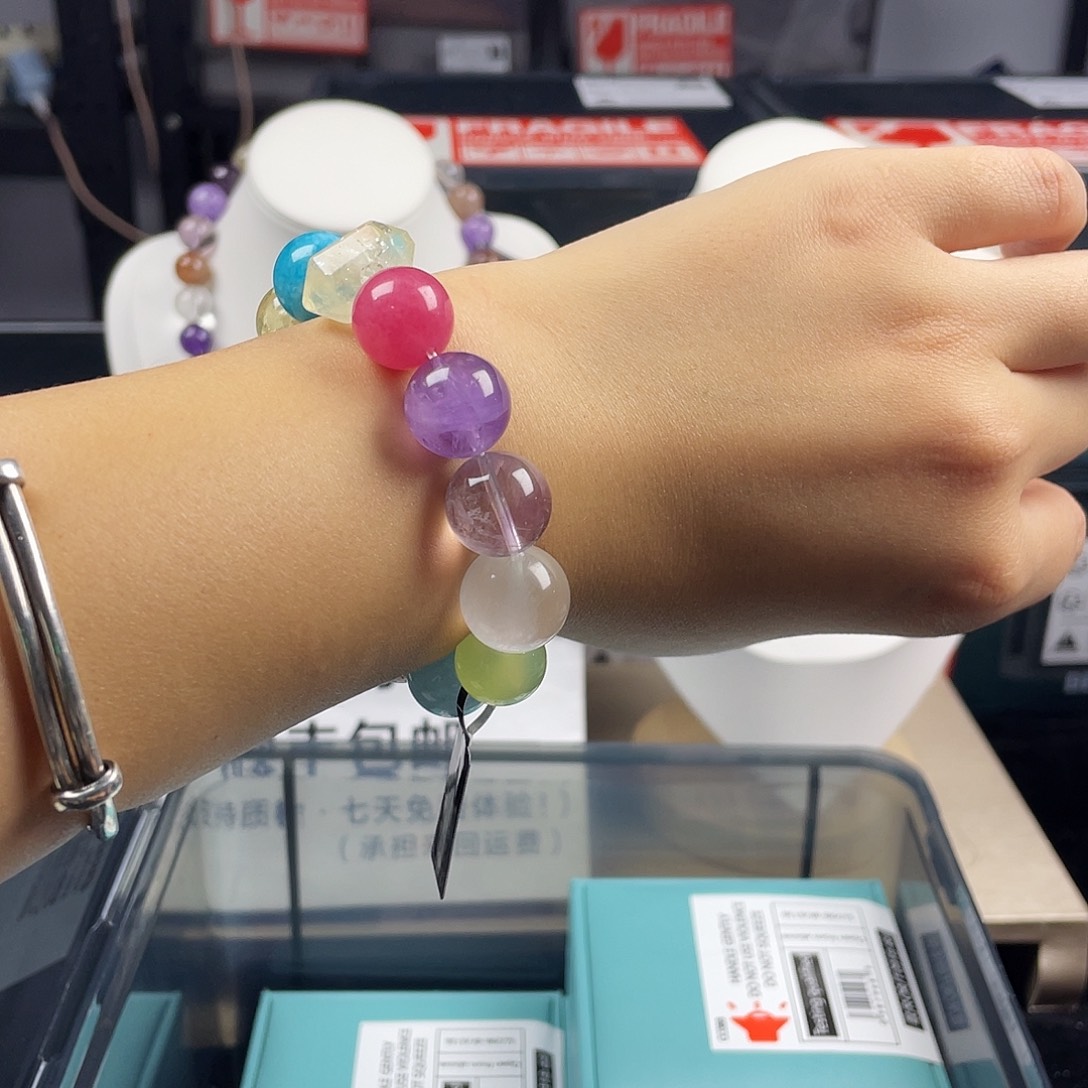 银S925镶嵌烟晶手链