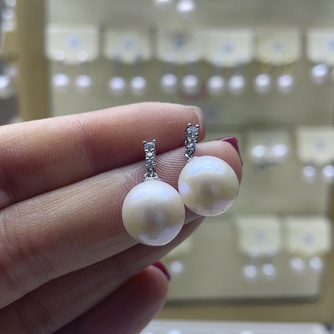 淡水珍珠耳饰银S925镶嵌