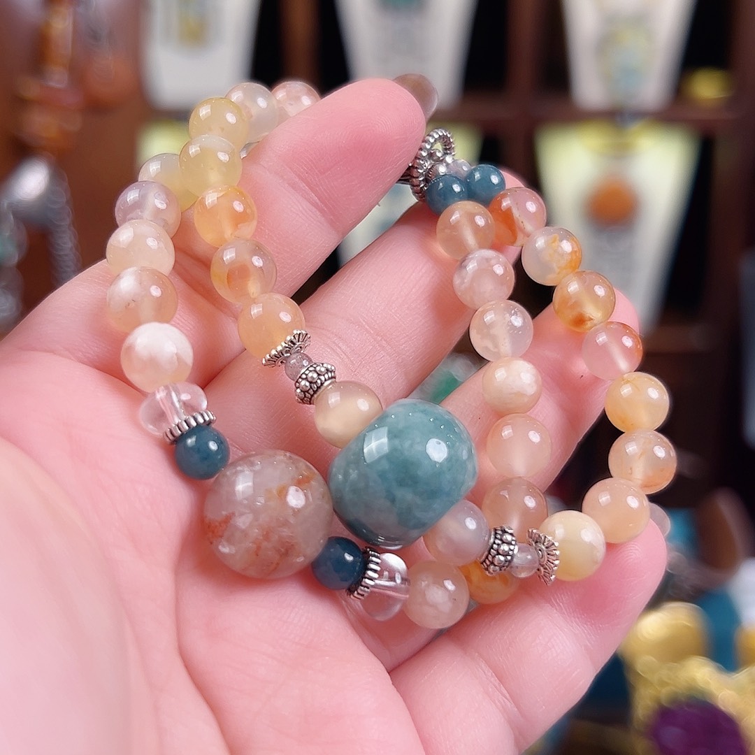 玛瑙银S925镶嵌手链国风