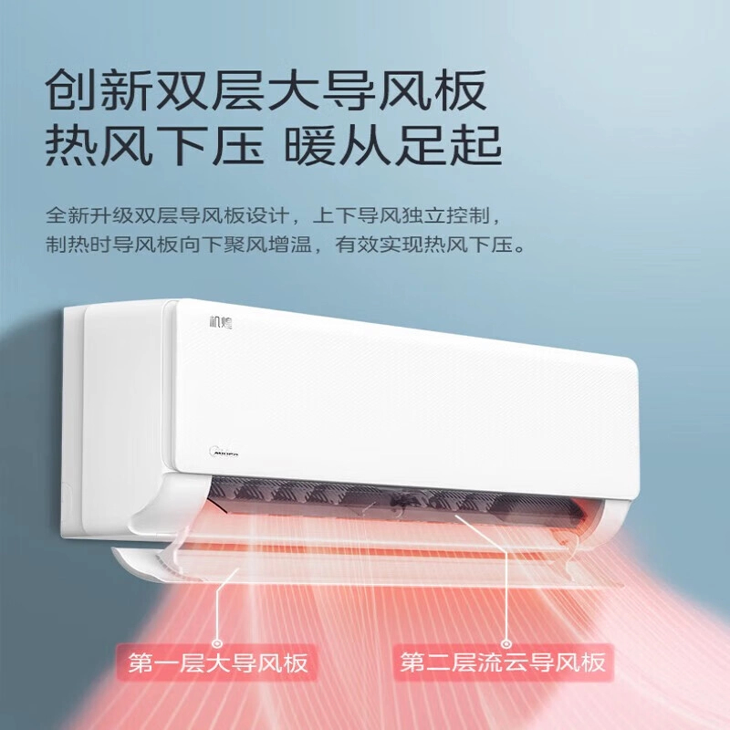 美的空调壁挂式2匹挂机冷暖大风量大导风板机煌46JH1-1