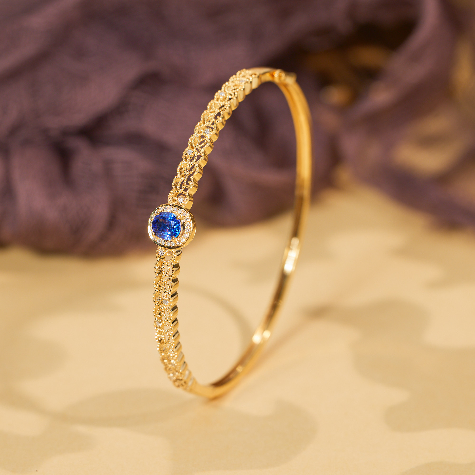 【歪歪】瑾萱*蓝宝手镯*18k金镶嵌*U9520