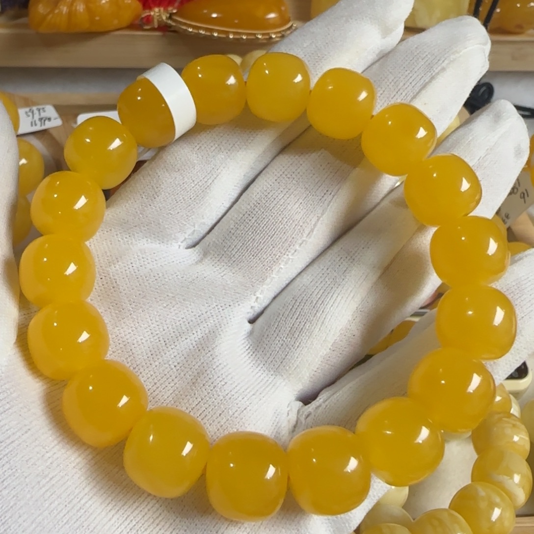 三***兜蜜蜡未镶嵌手链焦皮同料特红精工老型手串