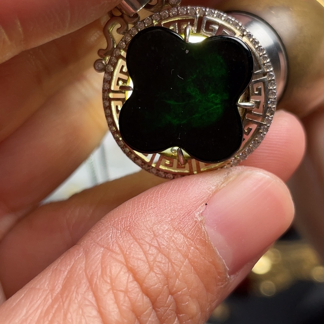 翡翠银S925镶嵌吊坠(不含链)