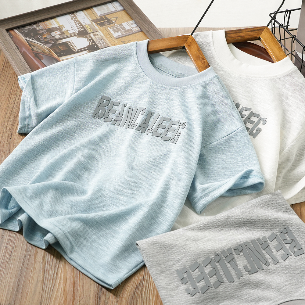 夏季款立体字母冰凉透气短袖T恤中大童儿童轻薄半袖上衣MT25100