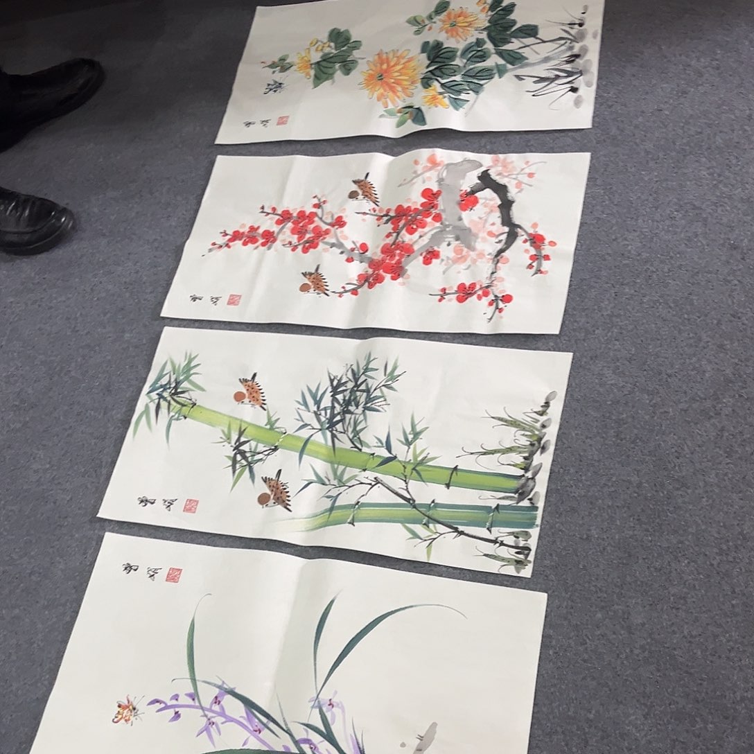 国画TD精品国画作品四条屏