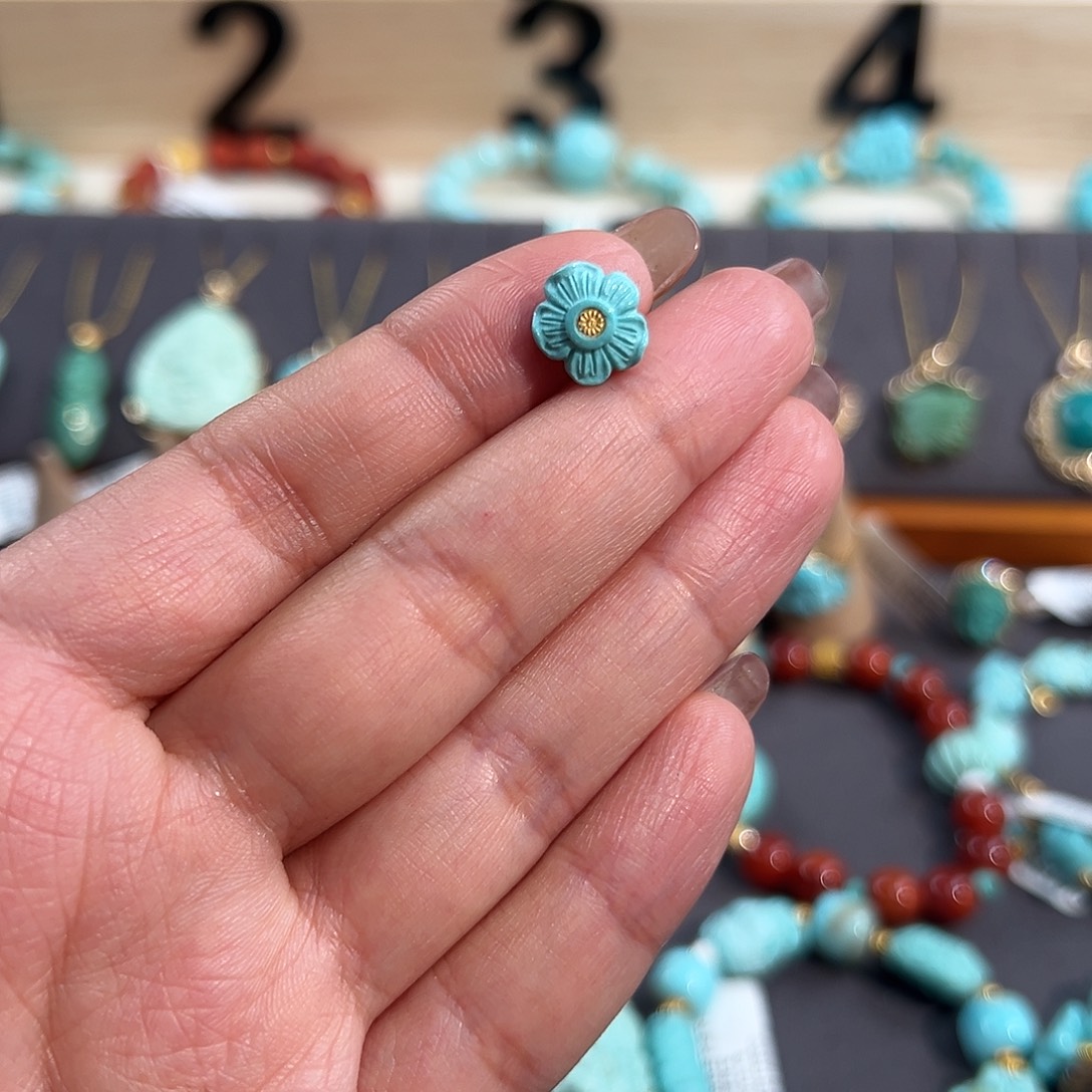 绿松石未镶嵌把件花卡子配饰