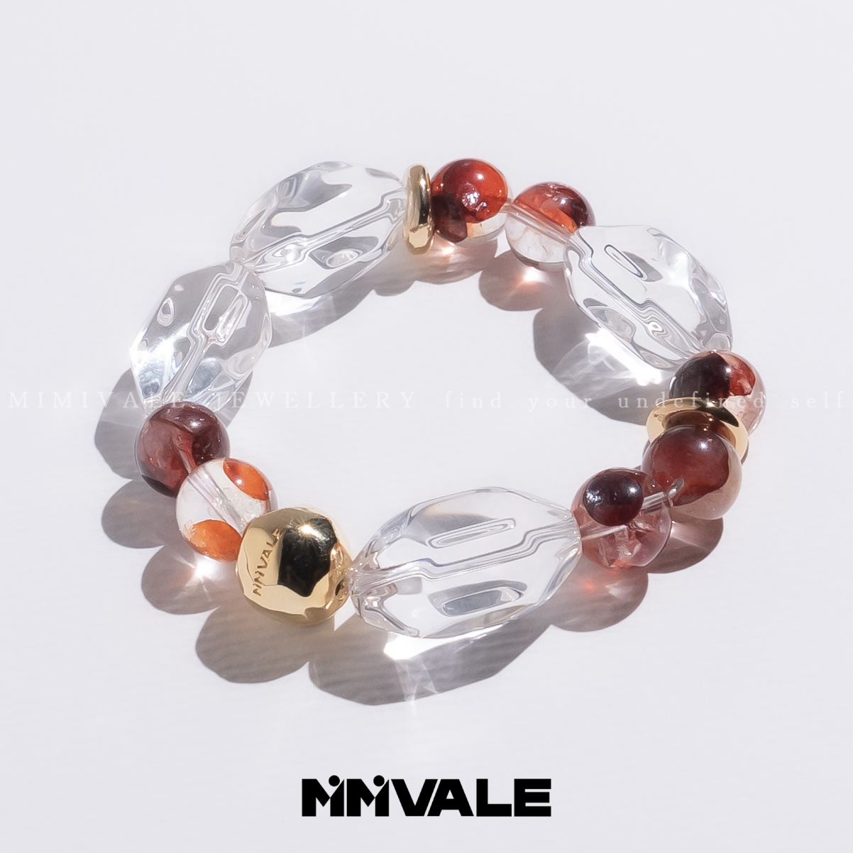 秘密山谷【大女主】原创设计牛血红胶花 白水晶随形手串MMSG8545