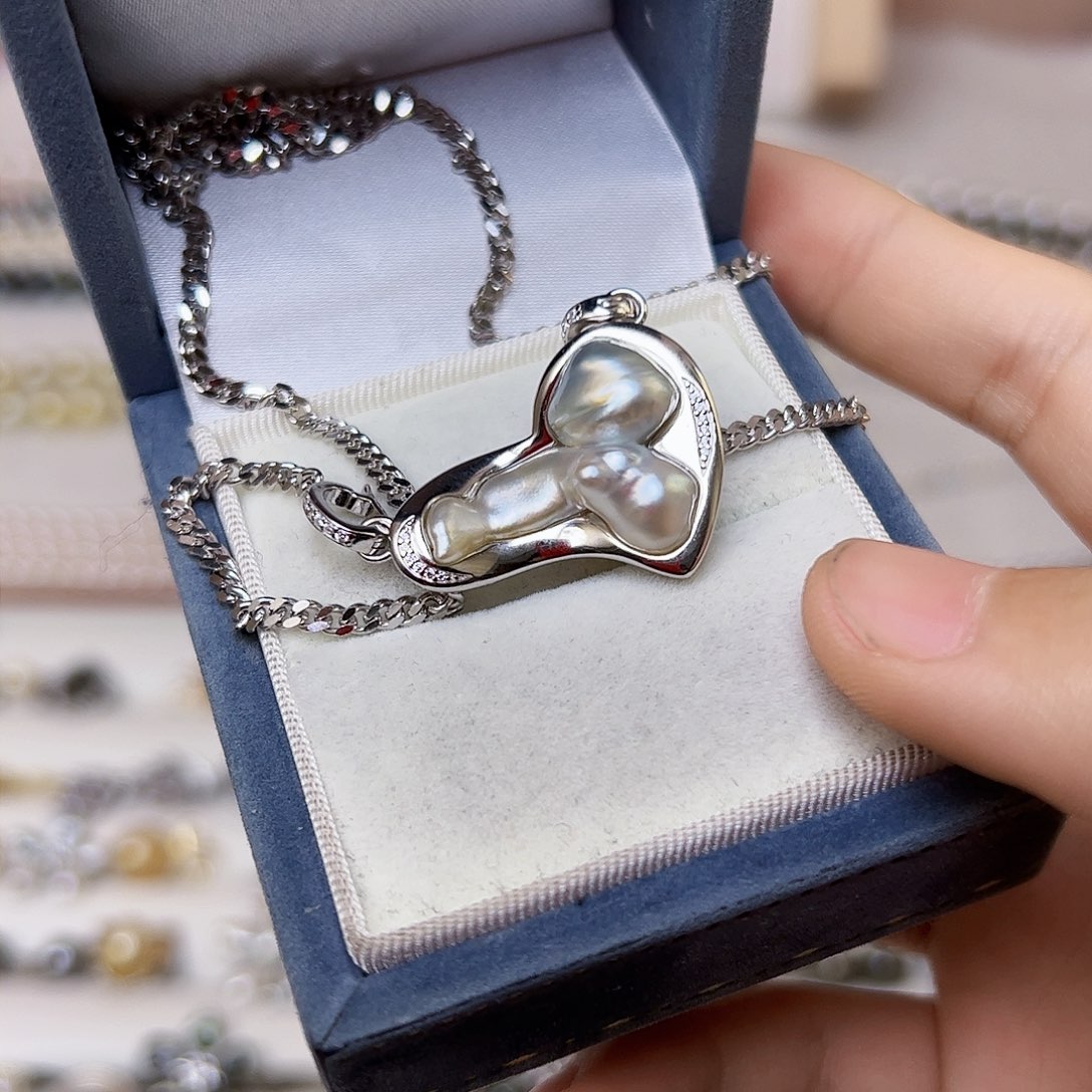 海水珍珠颈饰银S925镶嵌梅*