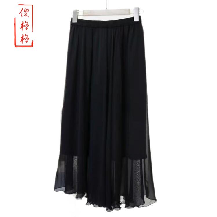 6071桑蚕丝时尚百搭半身裙专柜网纱裙子