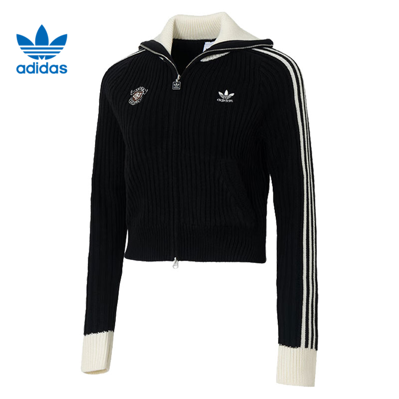 adidas阿迪达斯【大】三叶草女子运动休闲针织开衫KF0718